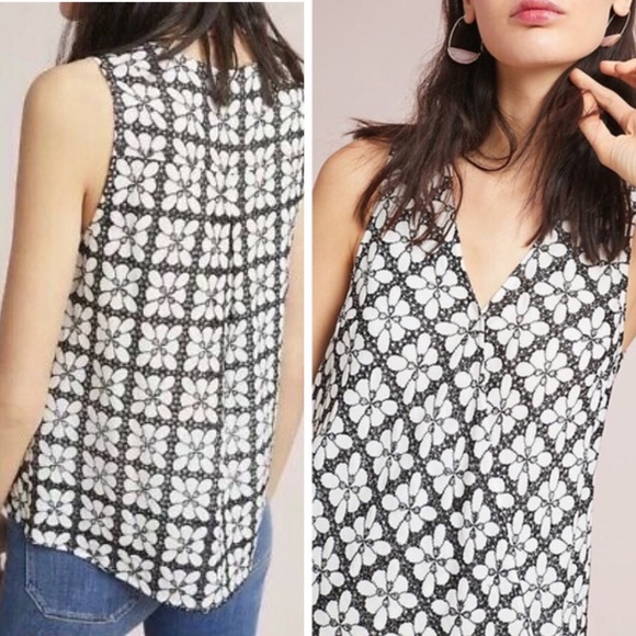 Anthropologie Maeve Floral Eyelet Wrap Tank - Picture 2 of 7